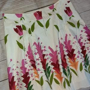 Downeast Basics White Skirt with Bright Flowers XL